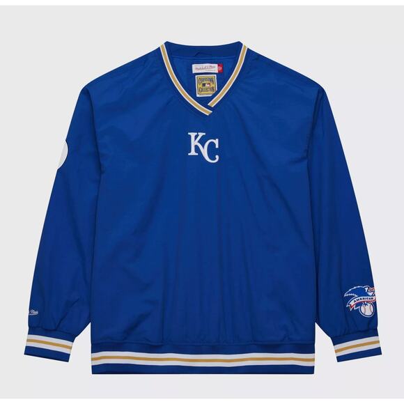 MITCHELL & NESS Men's MLB Classic Nylon Pullover Logo Kansas City Royals Medium
